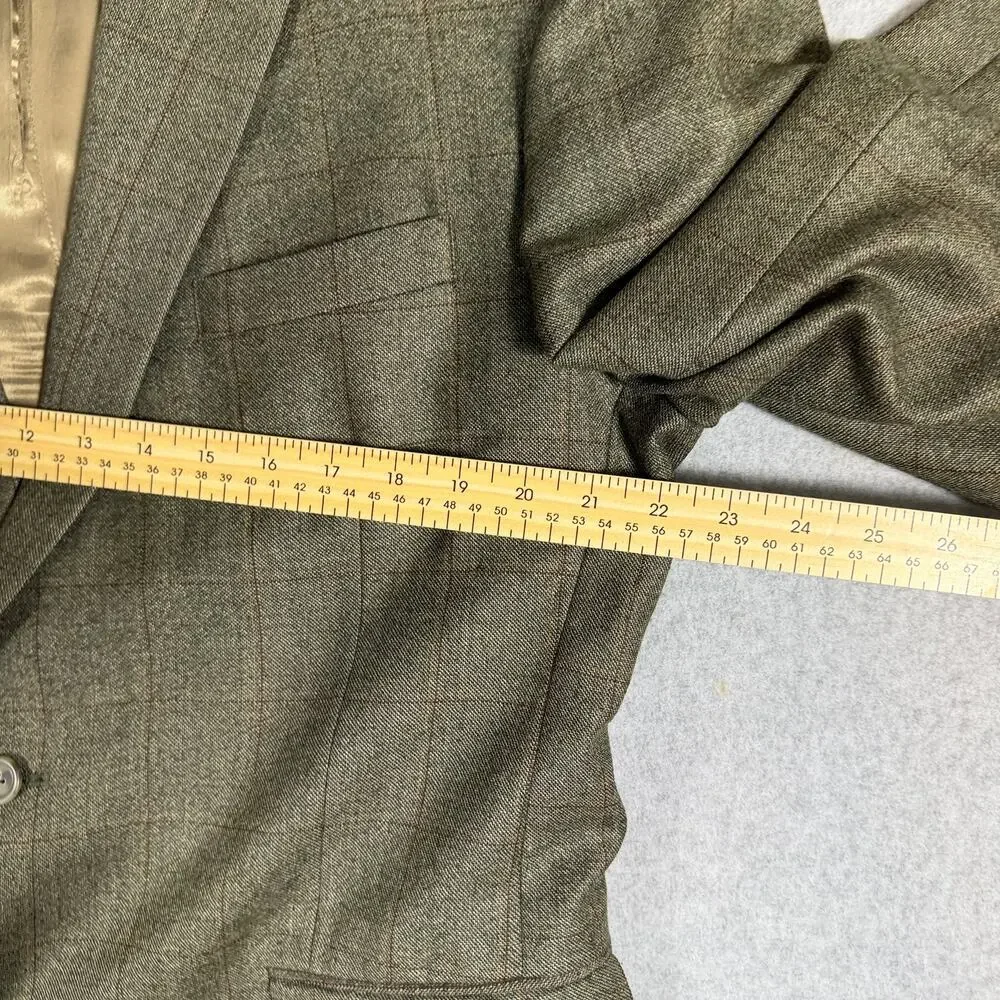 Jos A Bank 100% Wool Plaid Tweed Sport Coat Blazer Jacket Mens 43L Olive Brown